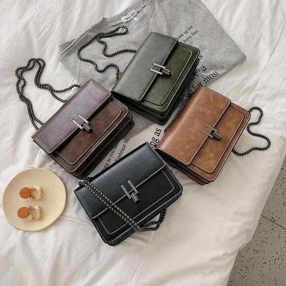 🆕Women Green Leather Crossbody Bag Small Shoulder Purse Satchel Evening Chain - Picture 9 of 9